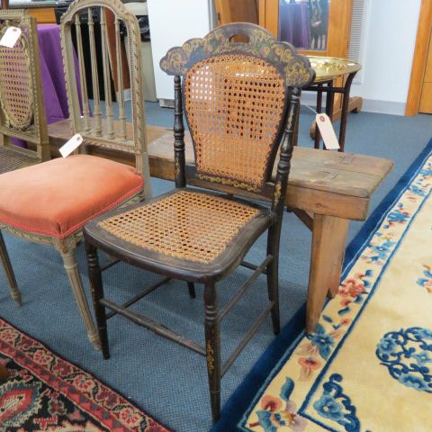 Appraisal: Victorian Carved Side Chair original black finish with gold and