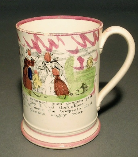 Appraisal: Sunderland frog mug with transfer decorated Tempest verse h