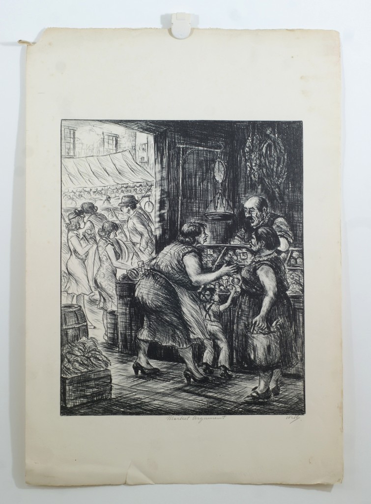 Appraisal: Webb American th c b w lithograph Market Argument x