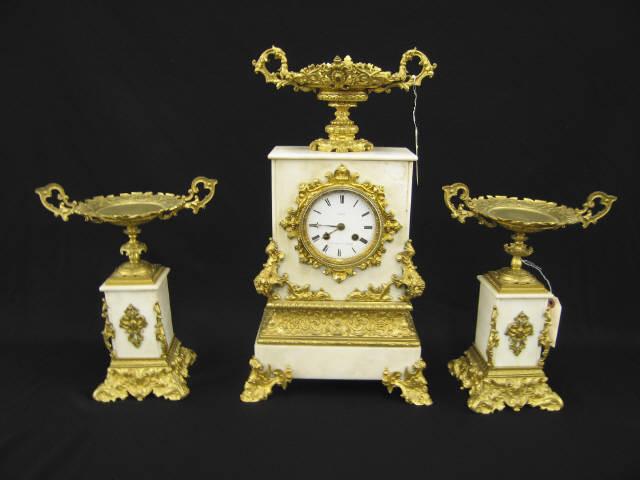 Appraisal: Larzet French th Century Clock Set bronze ormolu and white