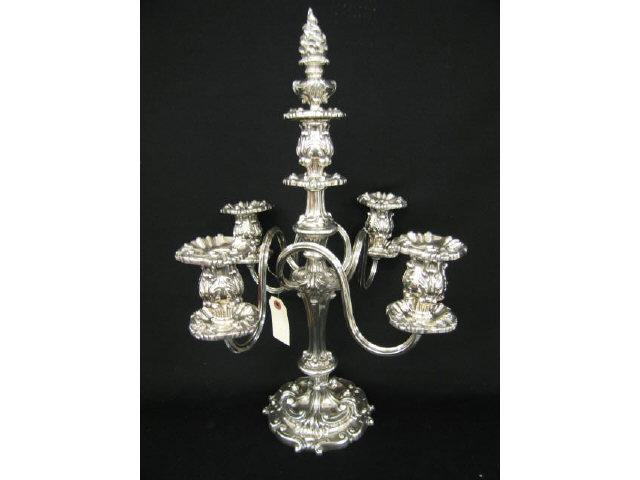 Appraisal: Victorian Silverplate Candleabra five light fancy rococo style tall excellent