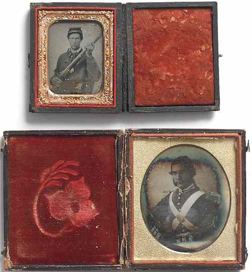 Appraisal: Daguerreotype of a soldier together with a tin type of