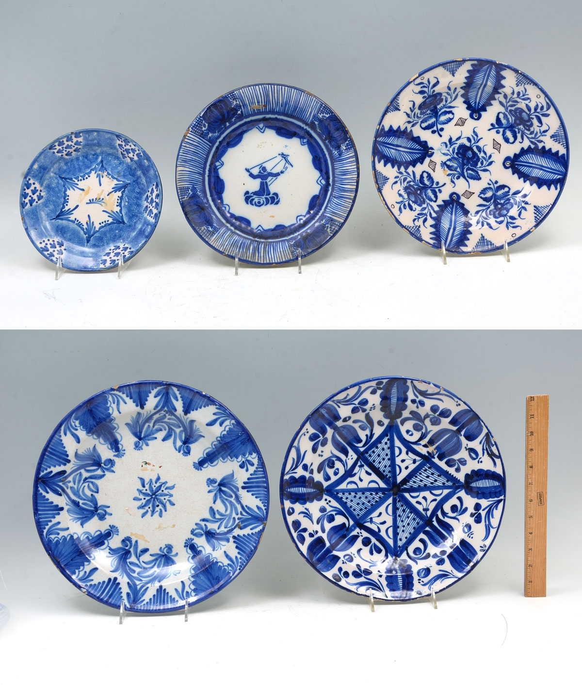 Appraisal: EARLY BLUE WHITE PLATE COLLECTION - Early blue white soft