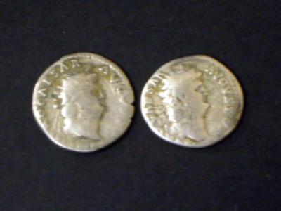 Appraisal: TWO NERO DENARII with Salus seated and Roma seated on