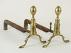 Appraisal: ANDIRONS - Pair of th C brass lemon top andirons