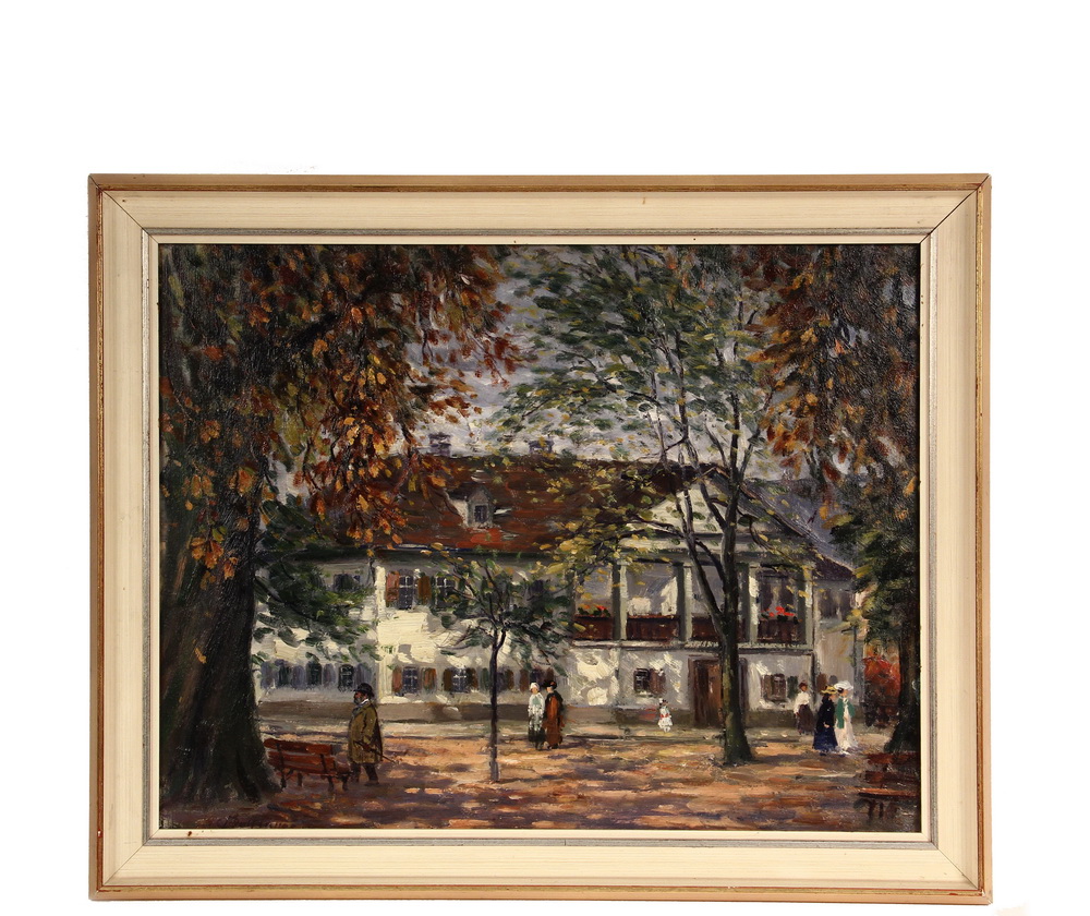 Appraisal: HERBERT PULLINGER PA - - Sunday Promenade Philadelphia oil on