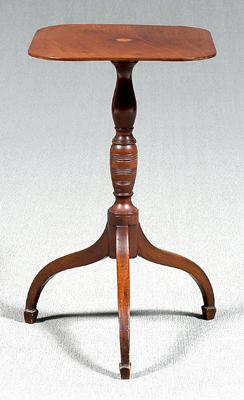 Appraisal: New England Federal candle stand mahogany with fan inlaid top