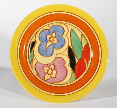 Appraisal: Red Gardenia' a Clarice Cliff Fantasque Bizarre side plate designed