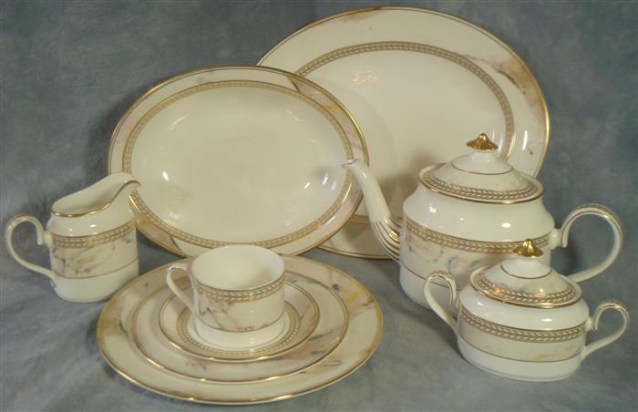 Appraisal: pcs Minton Alabaster Gold porcelain dessert set ea dinner plates