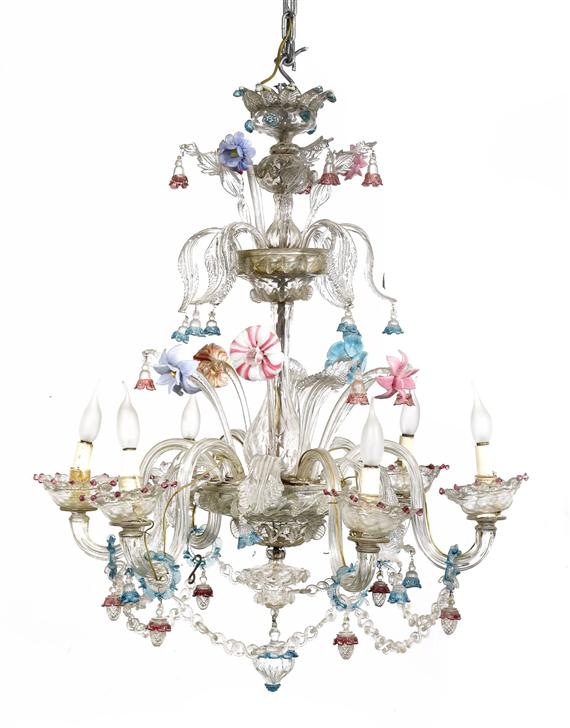 Appraisal: A MURANO CHANDELIER late Baroque Murano th c Transparent blue