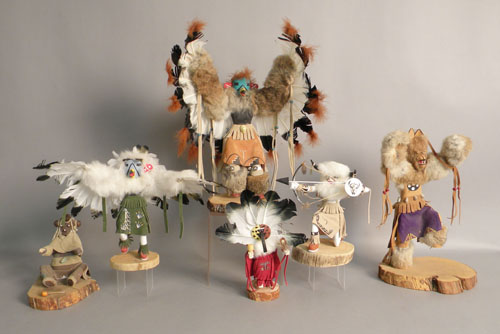 Appraisal: Group of six Kachina dolls th c eagle signed D