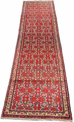 Appraisal: A Long Persian Herati Runner Apprx '- x '- Low