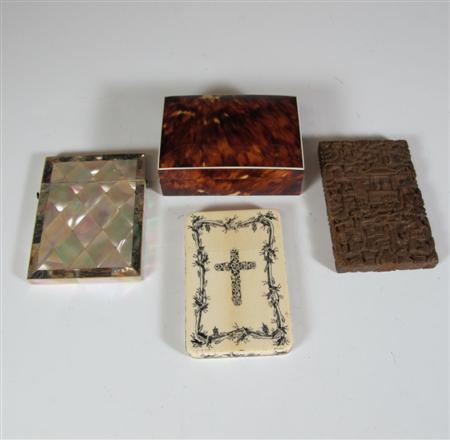 Appraisal: Three th century card cases comprising a mother of pearl