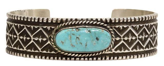 Appraisal: Native American sterling silver cuff bracelet signed Maloney Fred Maloney