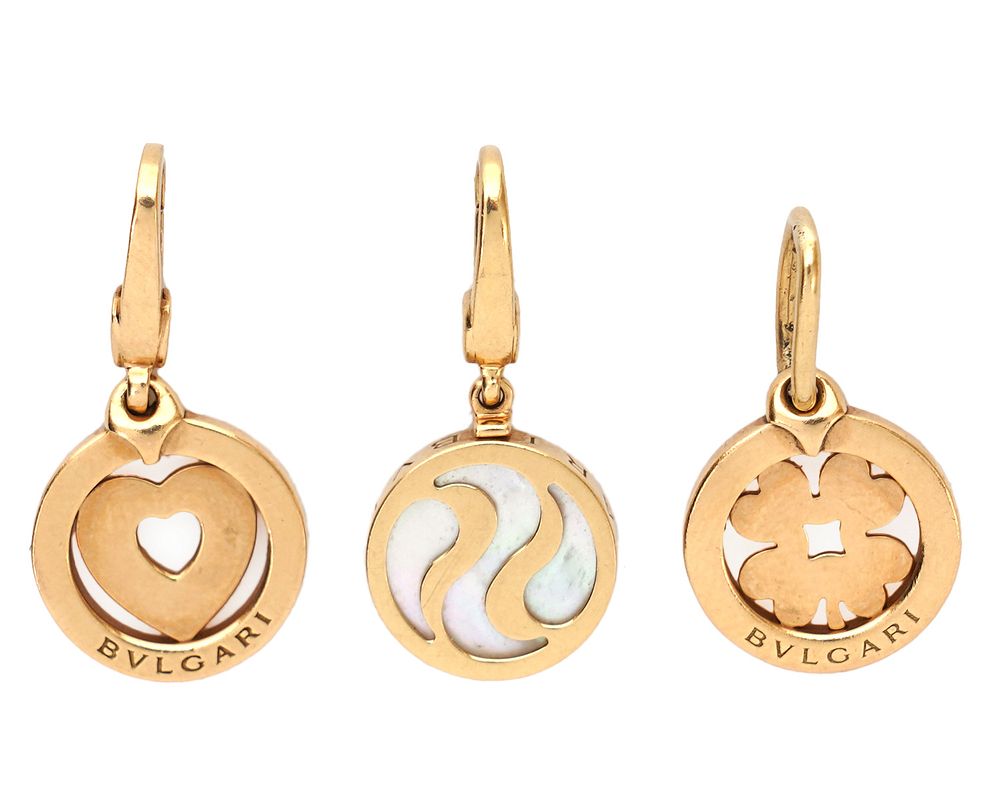 Appraisal: Bvlgari K Gold Charms A set of three Bvlgari hallmarked