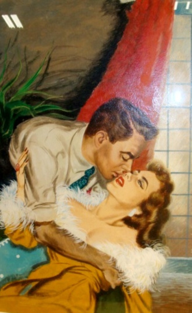 Appraisal: th century SWOON KISS Oil on board x in