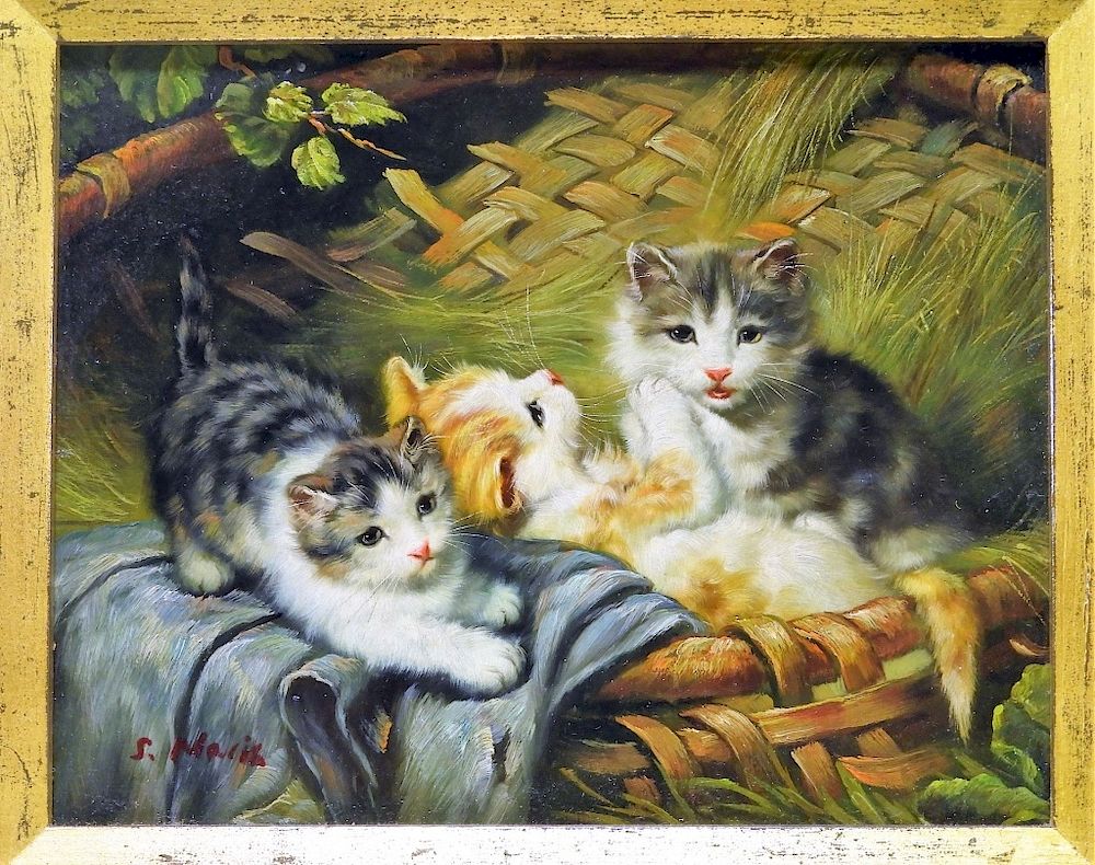 Appraisal: S Maris O B Still Life Painting of Three Kittens