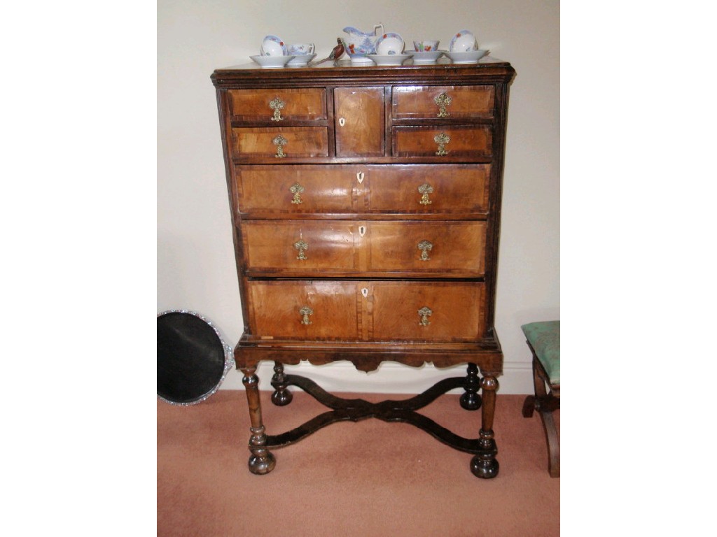 Appraisal: An thC cross banded and herring bone inlaid walnut chest