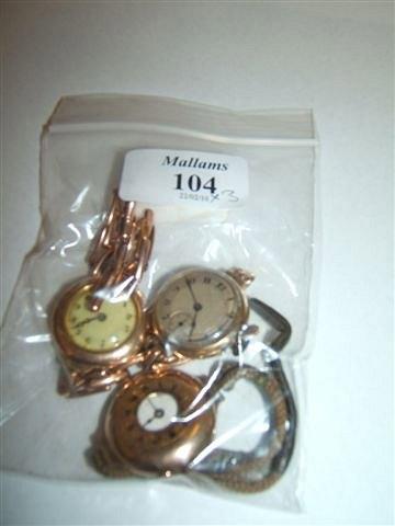 Appraisal: Three various gold ladies wrist watches