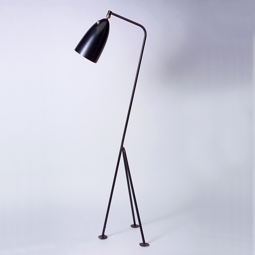 Appraisal: GRETA GROSSMAN Grasshopper floor lamp of black enameled tubular metal