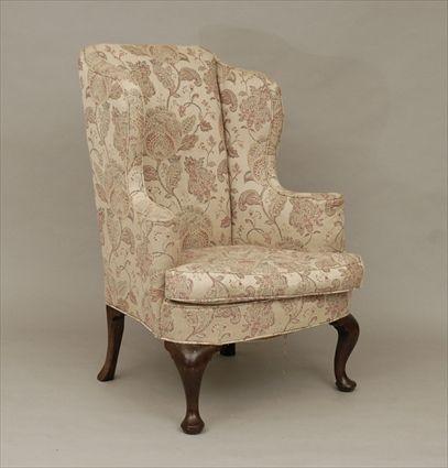 Appraisal: Queen Anne-Style Wing Armchair