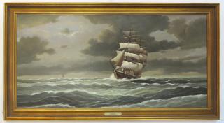 Appraisal: Oil Of Clipper Ship Jacob Winfried Amer th C An