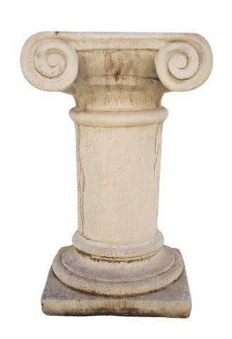 Appraisal: Cast stone garden column square top over Doric capital cylindrical