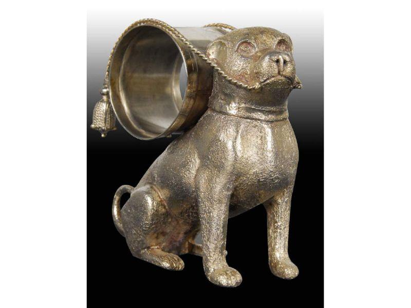 Appraisal: Large Seated Dog with Figural Napkin Ring On Back Description