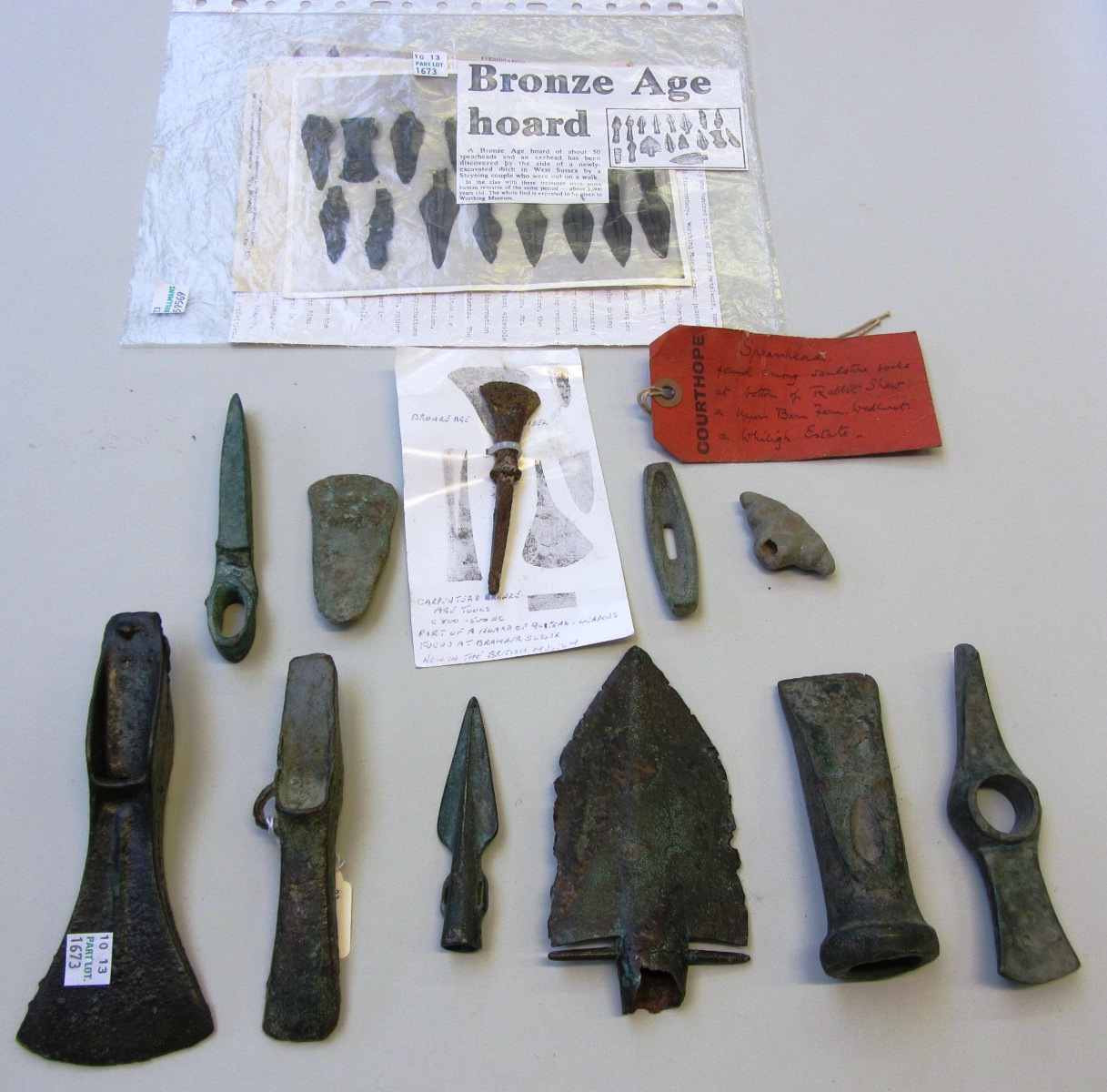 Appraisal: A group of Bronze Age weapons and tools including a