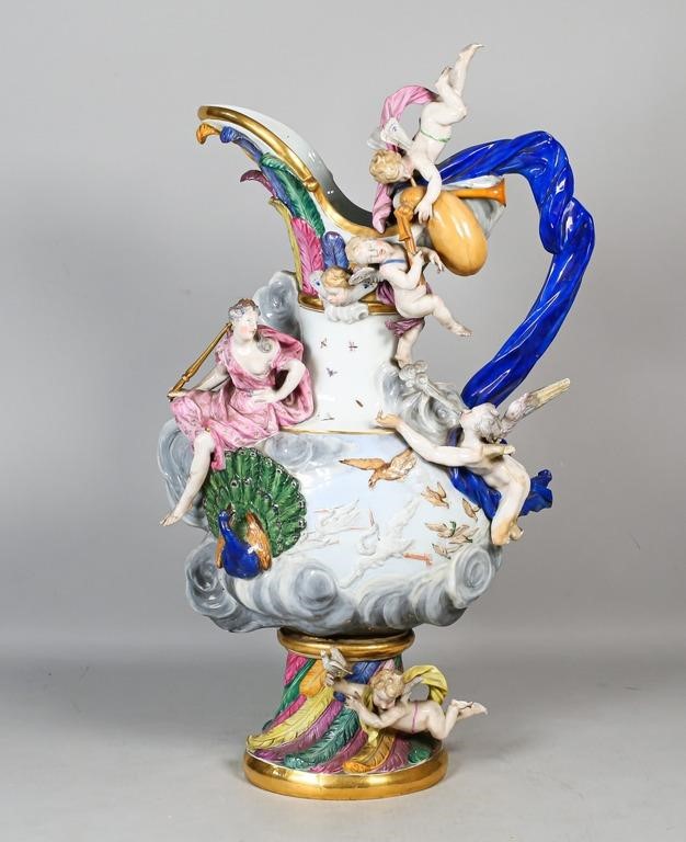 Appraisal: th - th century Meissen porcelain allegorical ewer emblematic of