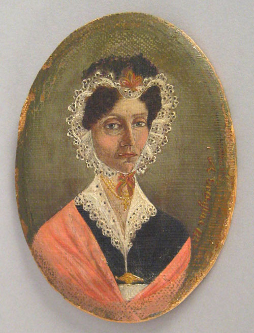 Appraisal: Miniature oval oil on canvas portrait of a woman dated