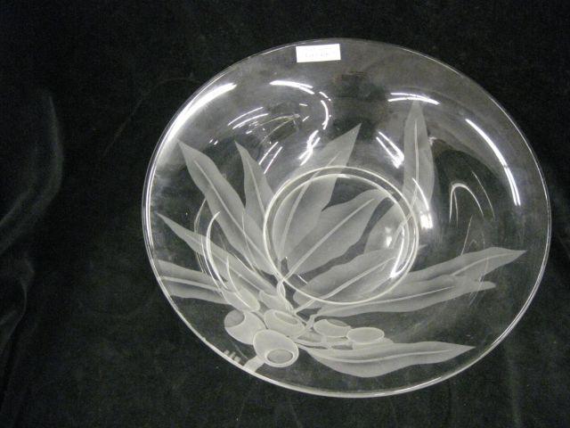 Appraisal: Dorothy Thorpe Crystal Centerpiece Bowl etched floral famous mid-century designer