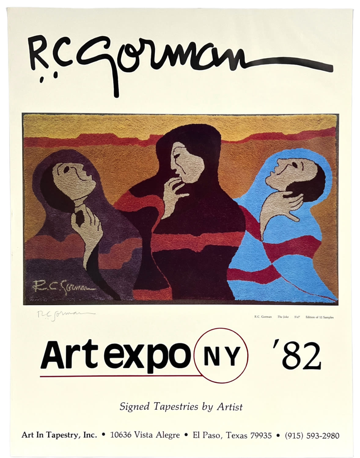 Appraisal: R C Gorman Signed NY Art Expo PosterUnframed x Hand