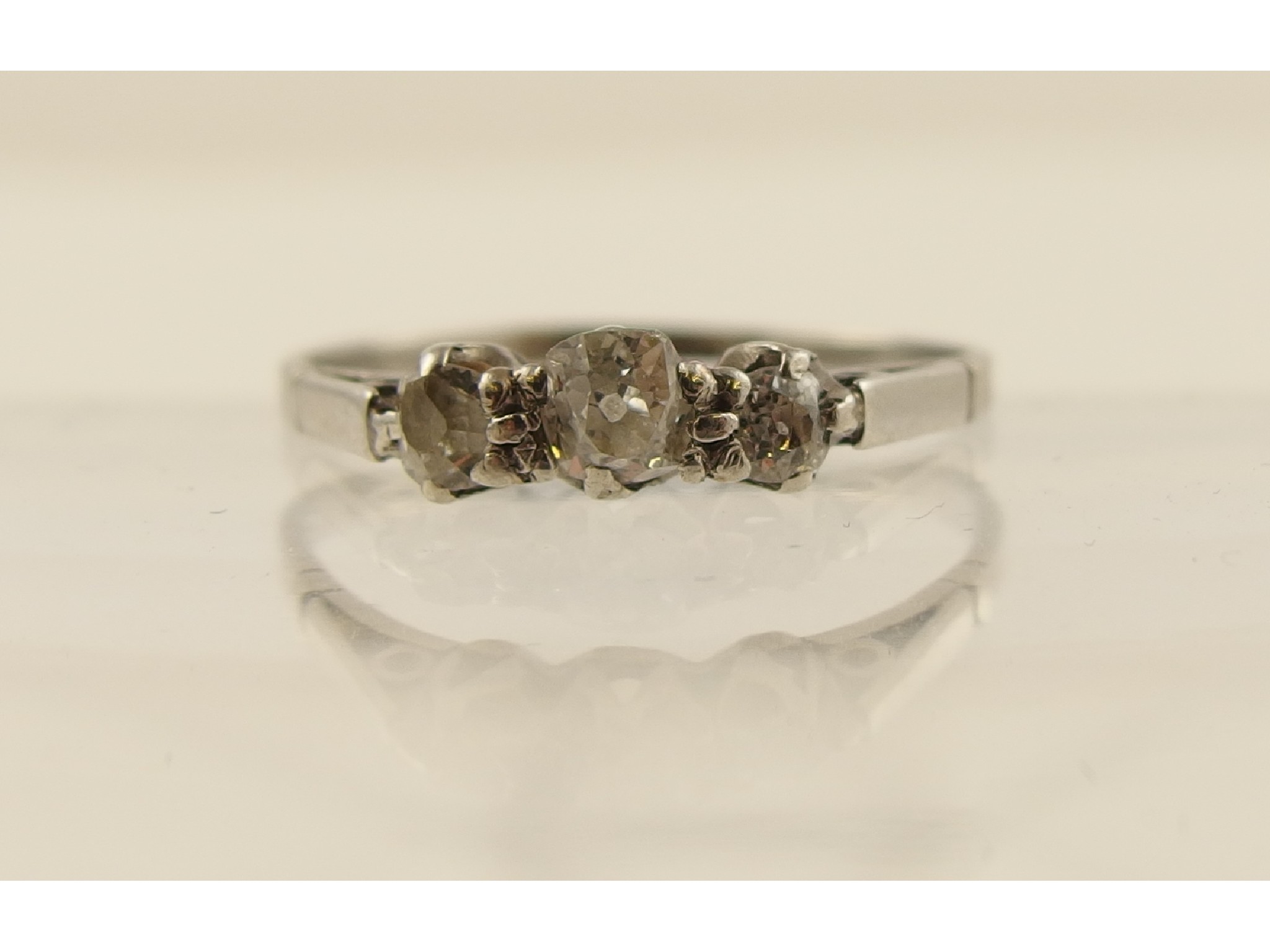 Appraisal: An old cut three stone diamond platinum ring diamonds approx