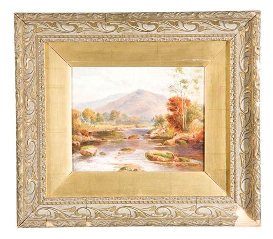 Appraisal: RIVER LANDSCAPE BY EDWIN ROBERTS ENGLAND TH CENTURY Oil on