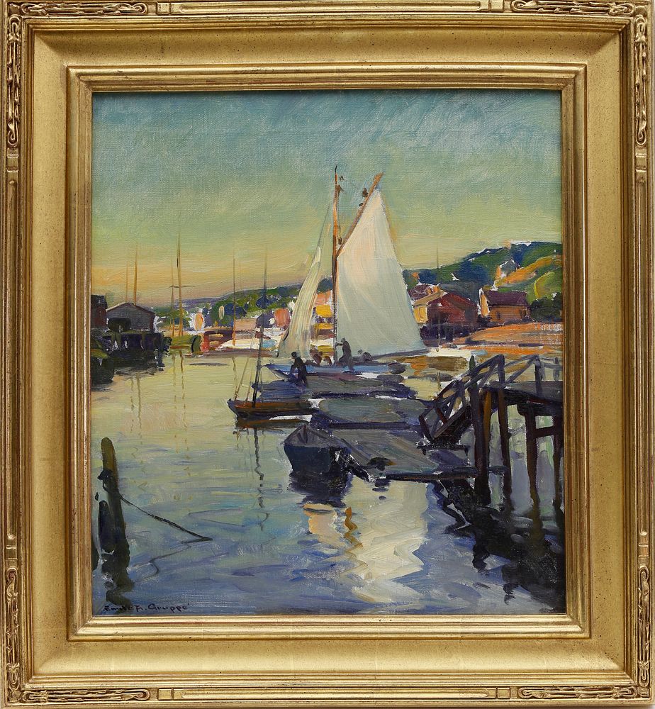 Appraisal: Emile Albert Gruppe Oil on Canvas The Float Gloucester Emile