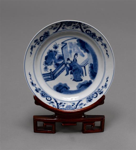 Appraisal: BLUE AND WHITE DISH China Kangxi mark and of the