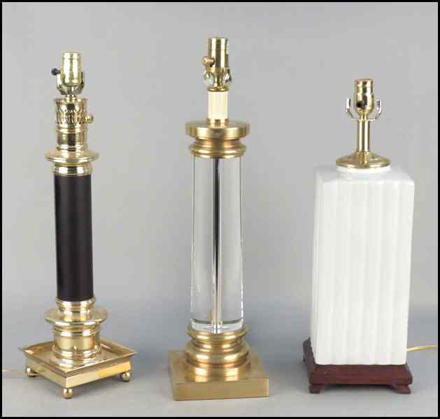 Appraisal: THREE TABLE LAMPS Tallest '' Condition No Specific Condition Recorded