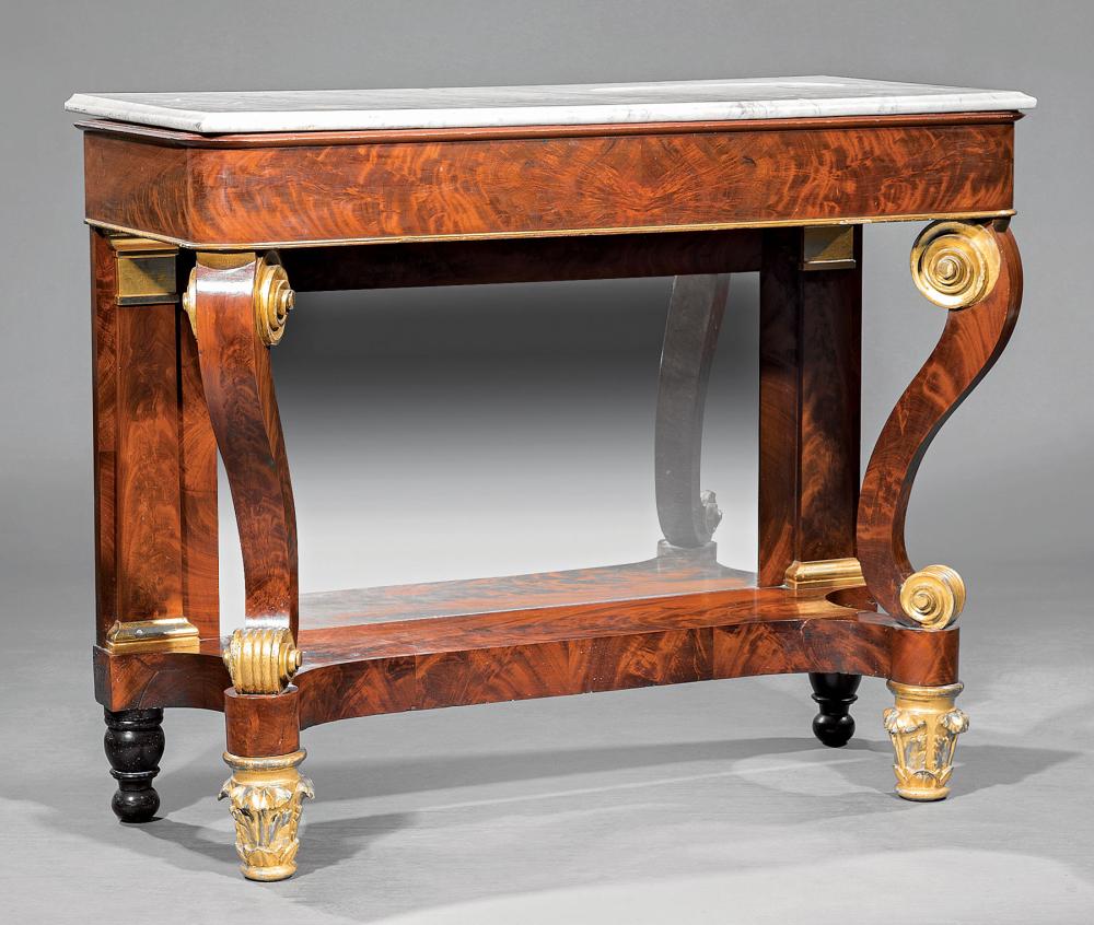 Appraisal: American Late Classical Carved and Gilded Mahogany Pier Table c