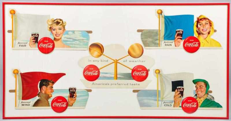 Appraisal: Coca-Cola Weather Flags Back Bar Display Description Nicely framed under