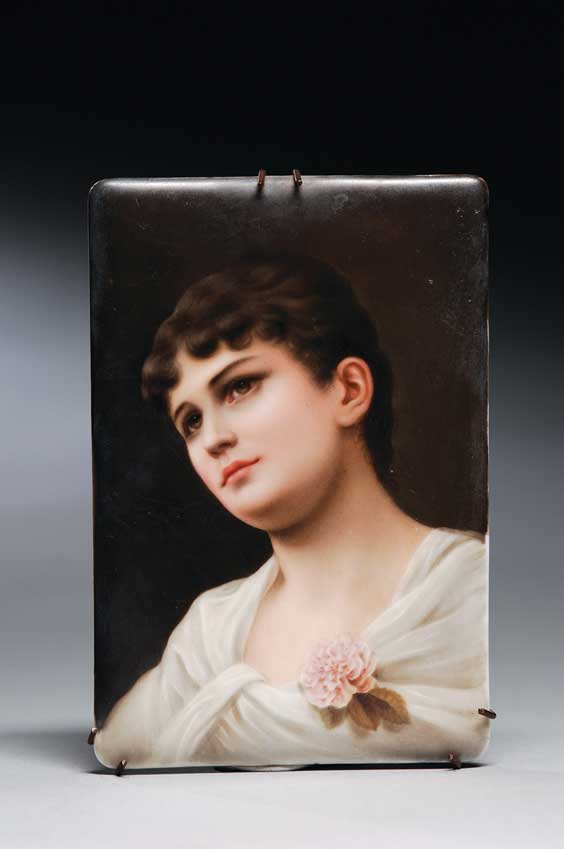 Appraisal: CONTINENTAL PAINTED PORCELAIN PLAQUE Continental painted porcelain plaque depicting a