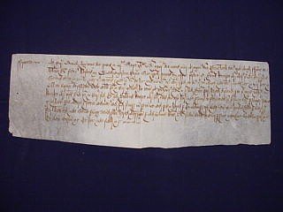 Appraisal: Unsigned vellum eight line land document written in Latin dated