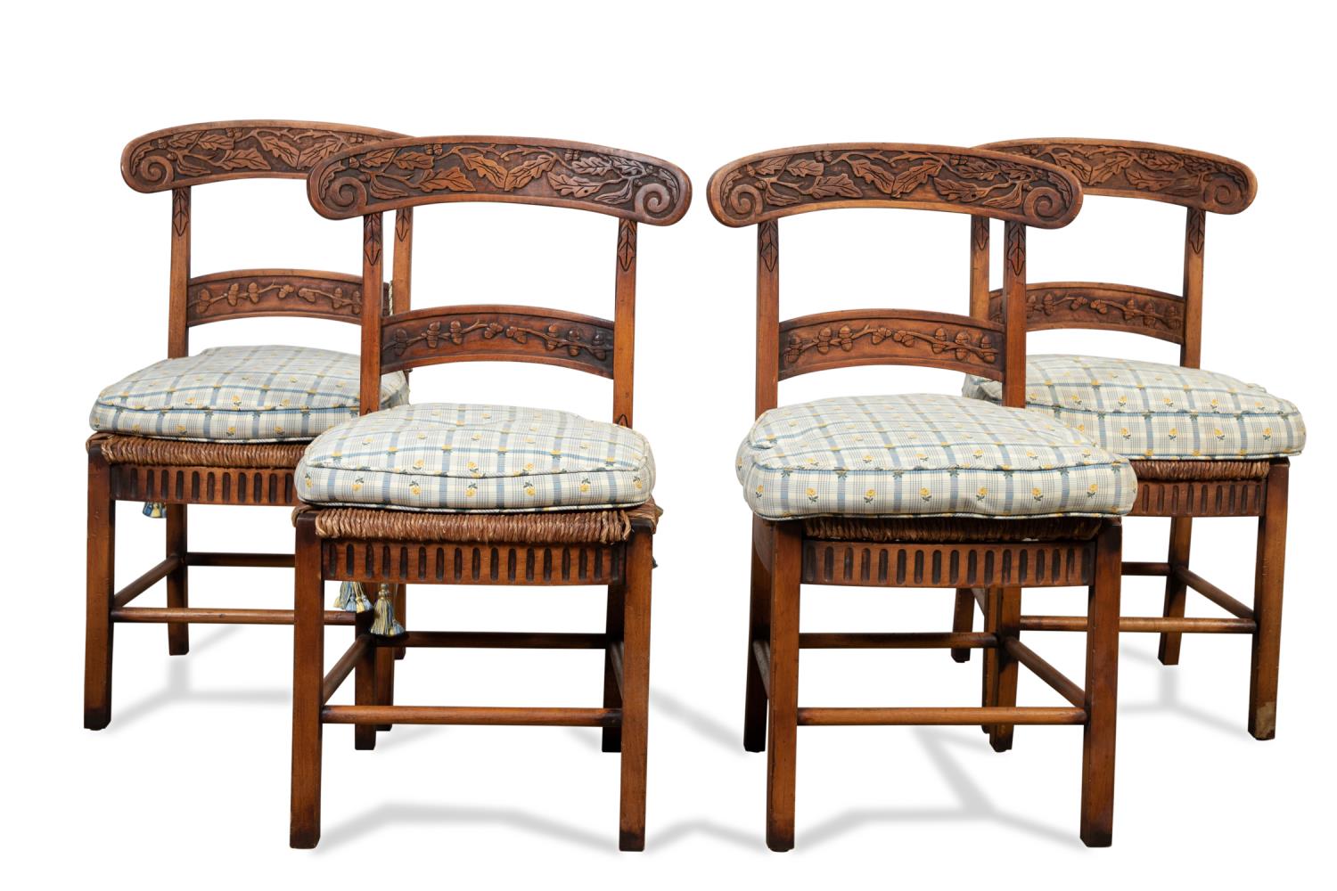 Appraisal: SET OF FRENCH COUNTRY CHAIRS WITH ACORN CRESTS Set of