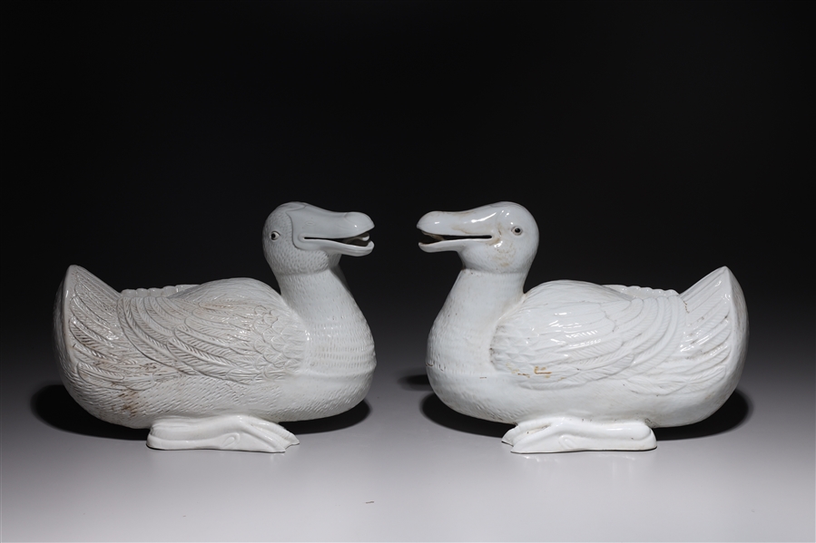 Appraisal: Pair of Chinese white glazed porcelain ducks each with seal