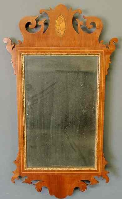 Appraisal: Chippendale mahogany mirror th c with a carved crest and