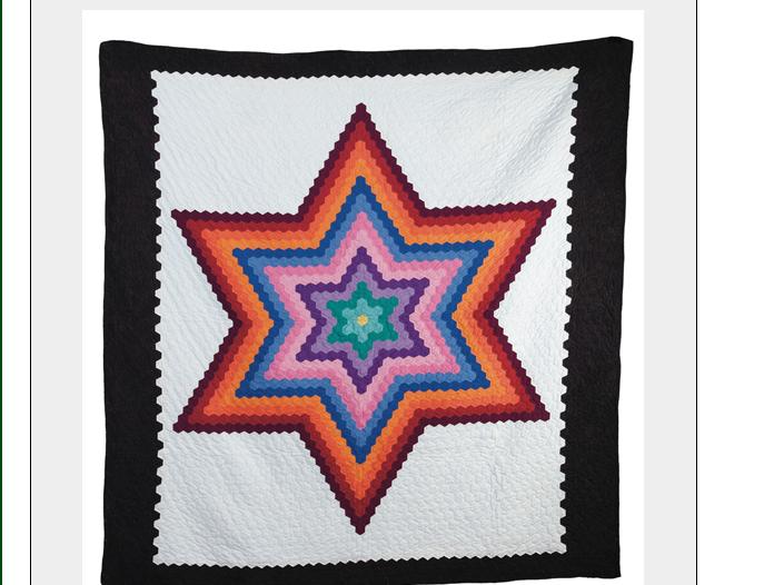 Appraisal: PIECED COTTON QUILT WITH MULTICOLOR SIX-POINT STAR The star constructed