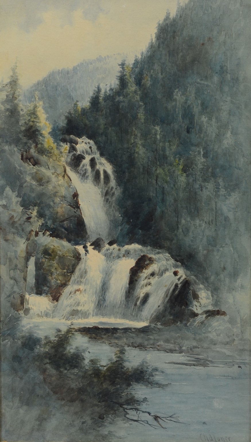 Appraisal: Walter Chaloner American - watercolor Waterfall signed lower right x