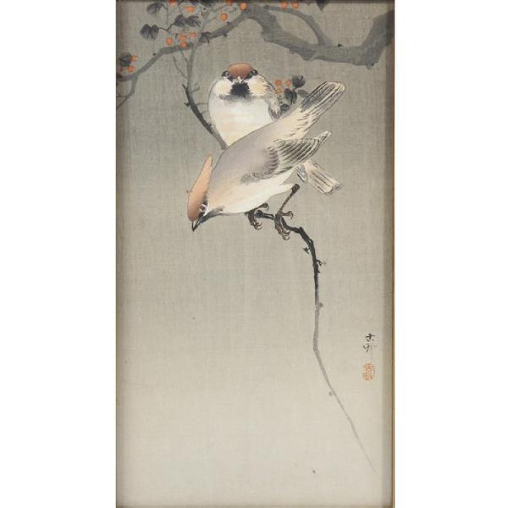 Appraisal: OHARA SHOSON KOSON JAPANESE - TWO BIRDS ON BRANCH JAPANESE