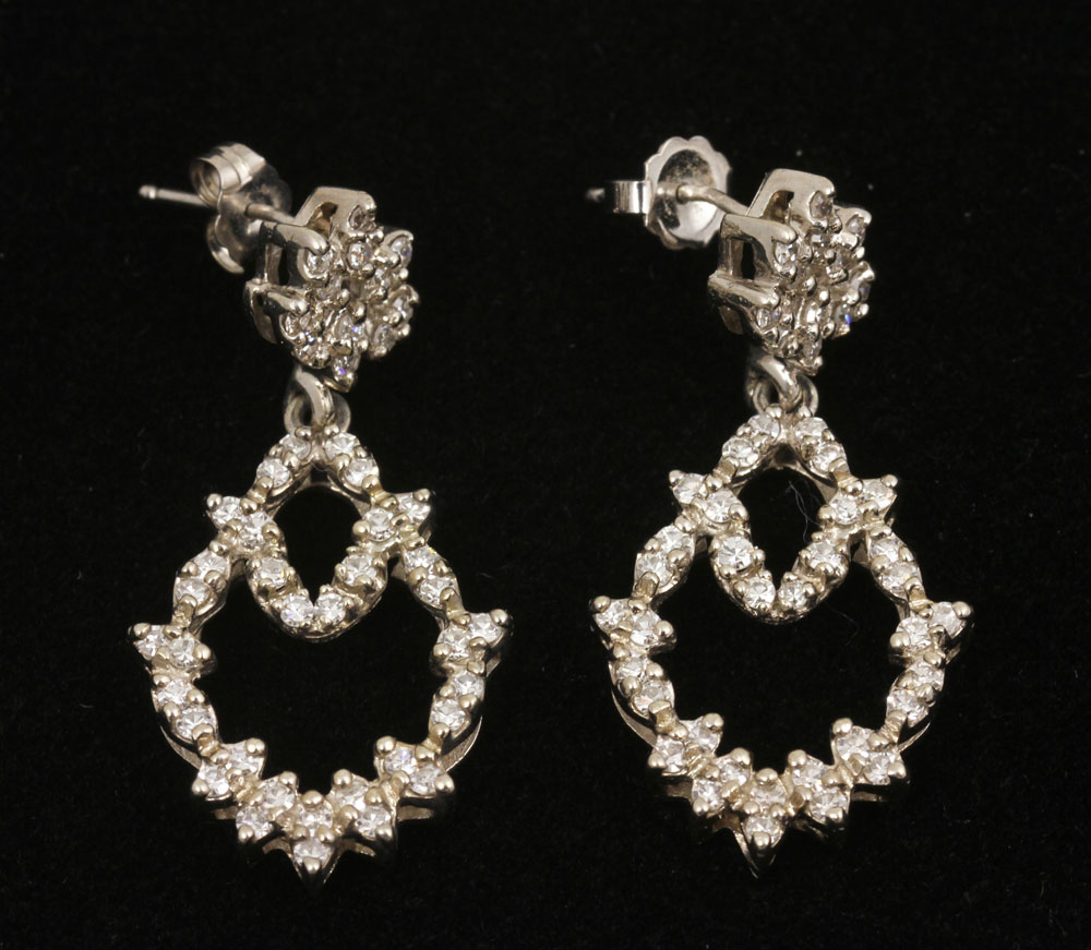 Appraisal: - Pr K White Gold and Diamond Earrings Pair of