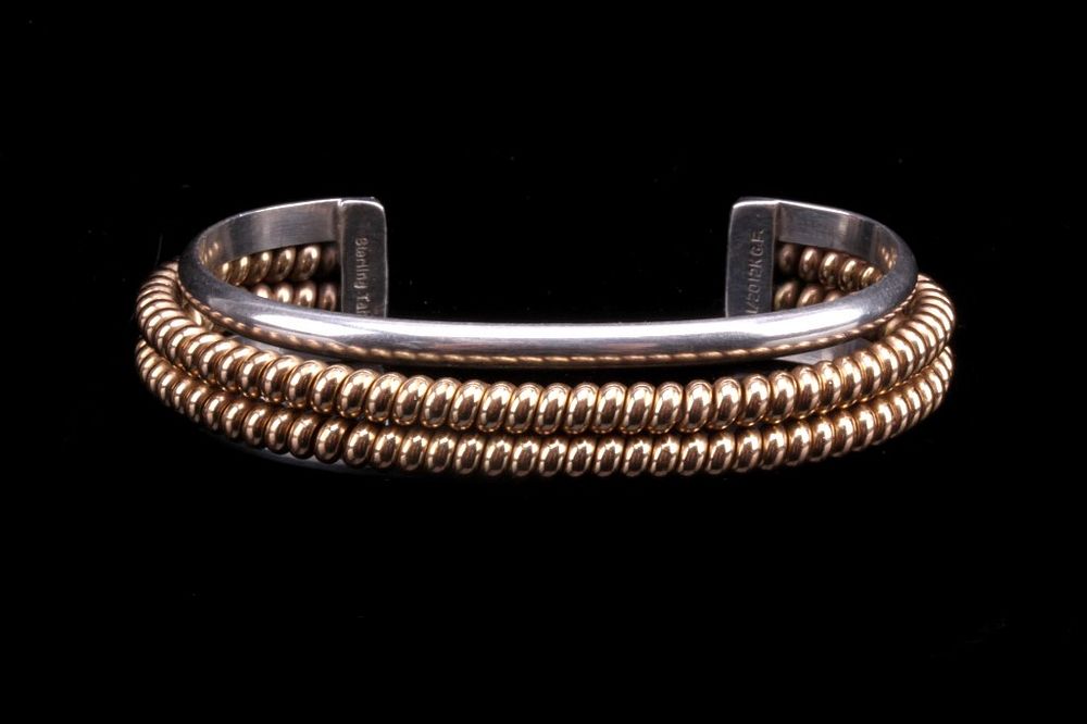 Appraisal: Tahe Navajo k Gold Sterling Silver Bracelet For your consideration